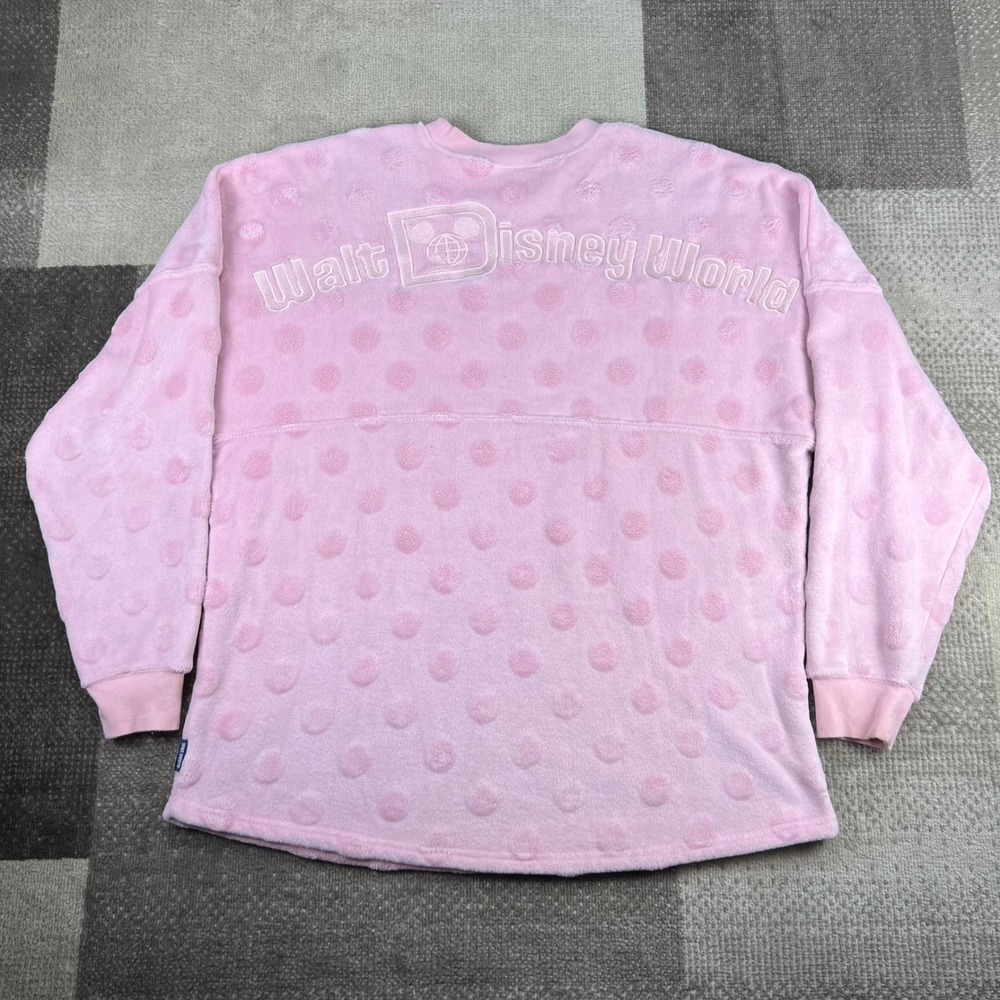 Disney Spirit Jersey Womens XXL Pink Polka Dot Fleece Walt Disney World Pullover